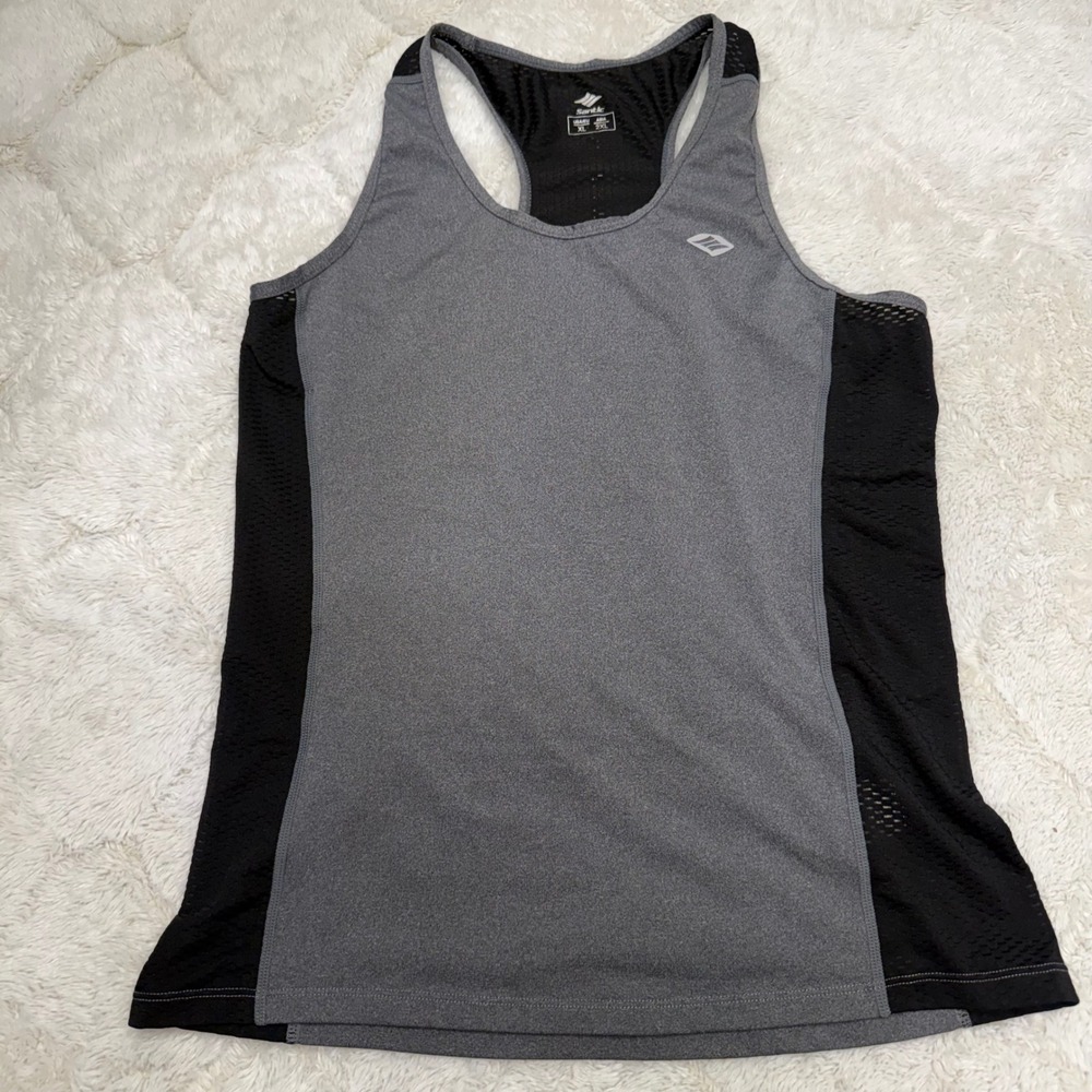 Santic Cycling for Freedom Tank Top Womens XL Grey Black Mesh Zip Pocket Jersey